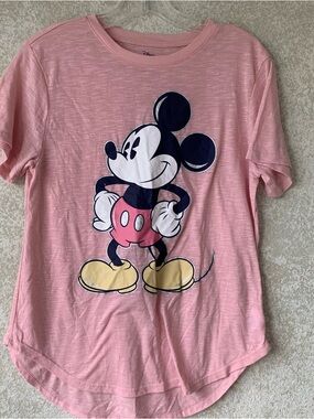Disney Pink Mickey Mouse Short Sleeve Tee Large Jr size